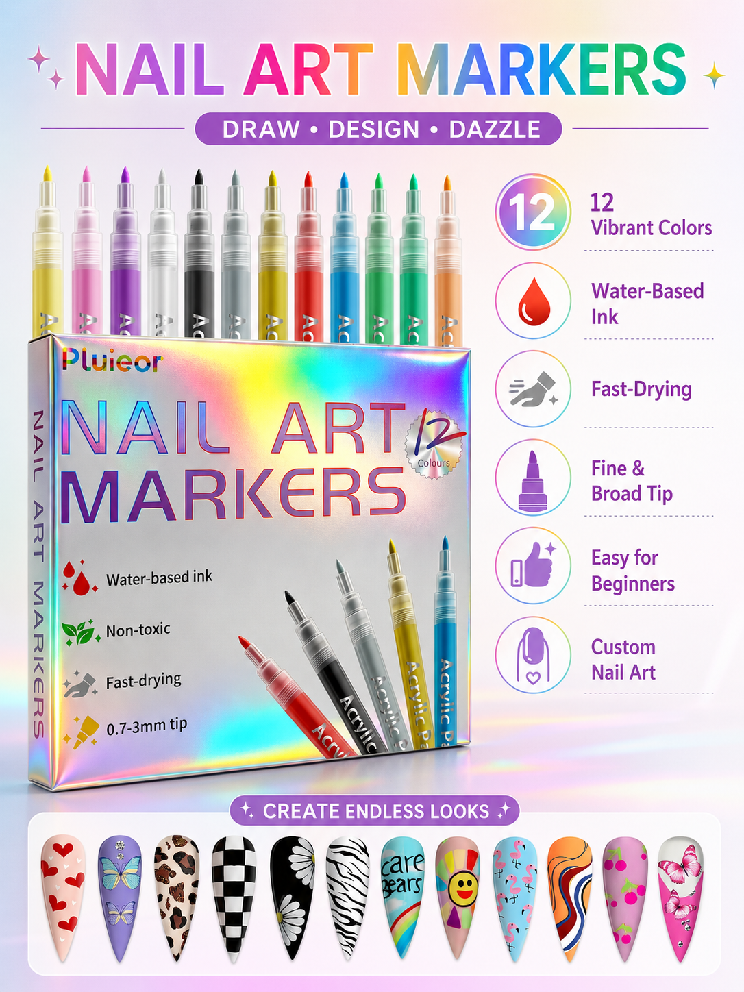 Nail Art Markers - 12/24/36 Colors