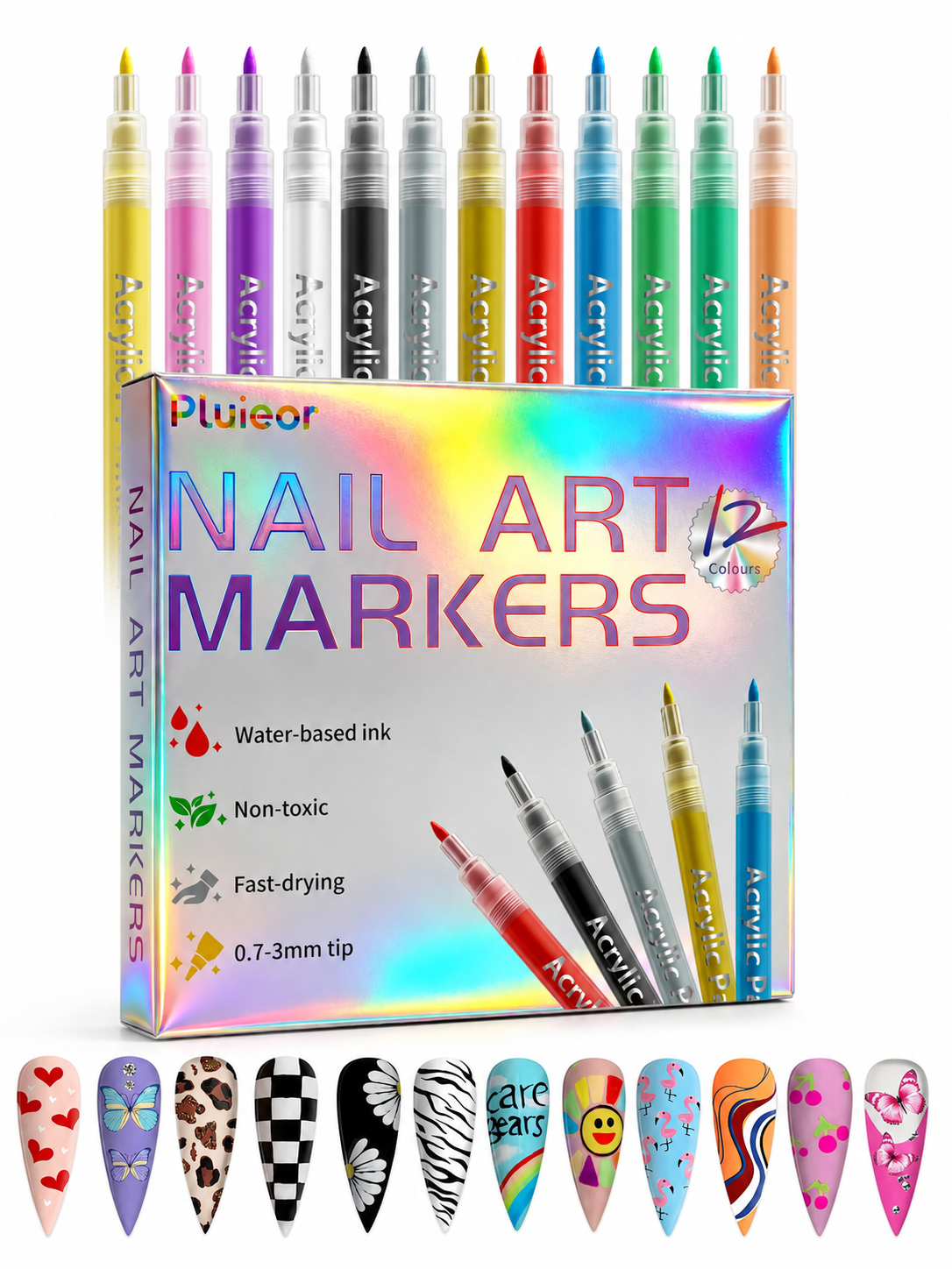 Colorful nail art marker designs